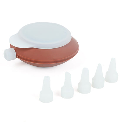 2-Pack Food Grade Silicone Macaron Piping Pot Squeezer with 5 Interchangeable Nozzles for Dessert Decorating V888-ELOSUNG43285