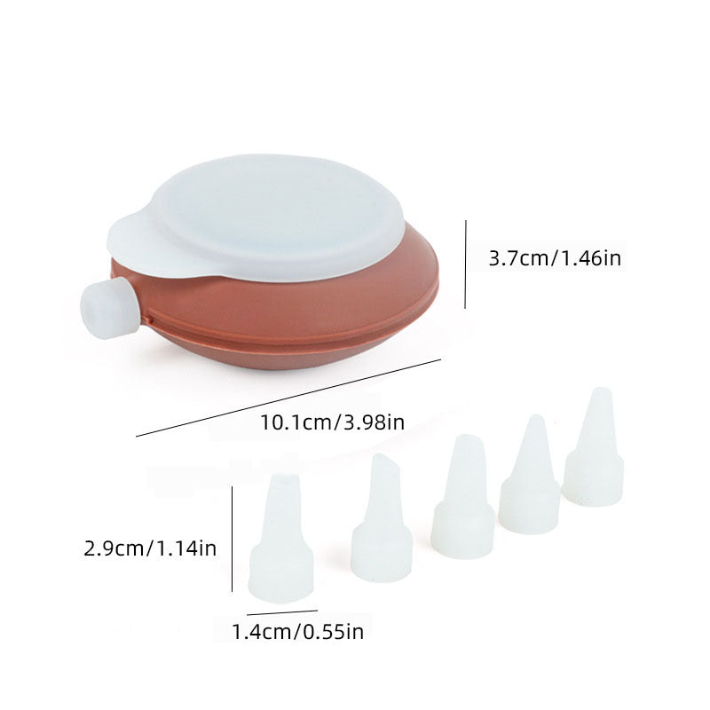 2-Pack Food Grade Silicone Macaron Piping Pot Squeezer with 5 Interchangeable Nozzles for Dessert Decorating V888-ELOSUNG43285