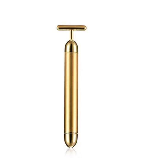 Gold Electric T-Shape Facial Massage Bar Waterproof Gold Tone Beauty Roller for Daily Skincare and High V888-ELOSUNG43288