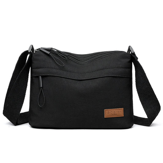 Black Women Lightweight Nylon Crossbody Bag with Multiple Pockets Compact Shoulder Bag for Travel and Daily V888-ELOSUNG43302