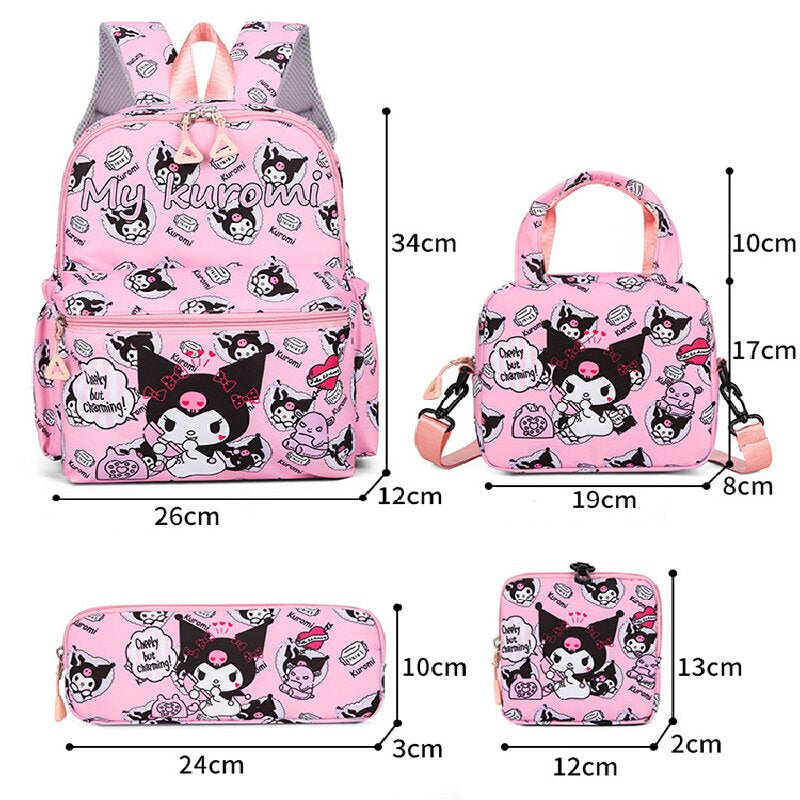 Pattern KT 4-Piece Large Capacity School Backpack Set for Primary Students Years 3-6 Durable Nylon V888-ELOSUNG43311