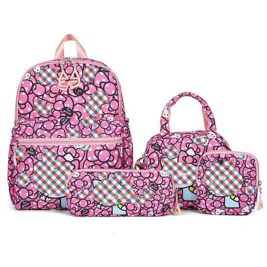 Dark Pink KT 4-Piece Large Capacity School Backpack Set for Primary Students Years 3-6 Durable Nylon V888-ELOSUNG43312