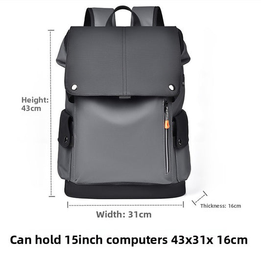 Black and gray Men Large Capacity Business Laptop Backpack Waterproof PU Leather Travel Rucksack with USB V888-ELOSUNG43316