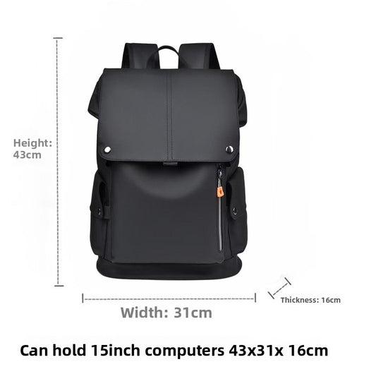 Black Men Large Capacity Business Laptop Backpack Waterproof PU Leather Travel Rucksack with USB Port for V888-ELOSUNG43317