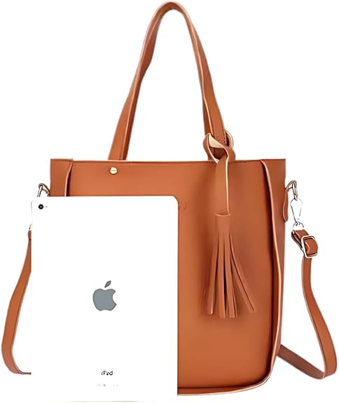 Black 4-Piece Women Bag Set Lychee Grain PU Leather Large Capacity Tote Shoulder Bag Crossbody Clutch and V888-ELOSUNG43324