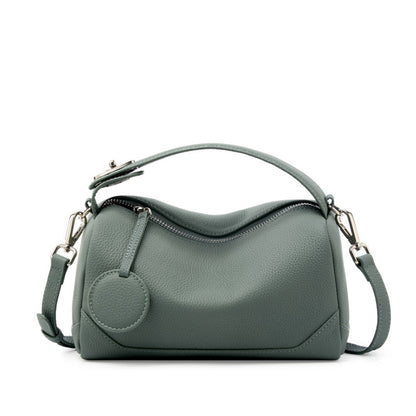 Green Women Genuine First Layer Cowhide Boston Bag Fashionable Handheld Crossbody Shoulder Bag with 115cm V888-ELOSUNG43333