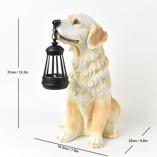 Solar Dog Garden Statue with Lantern Waterproof Resin Puppy Ornament for Outdoor Patio Pathway Backyard V888-ELOSUNG43354