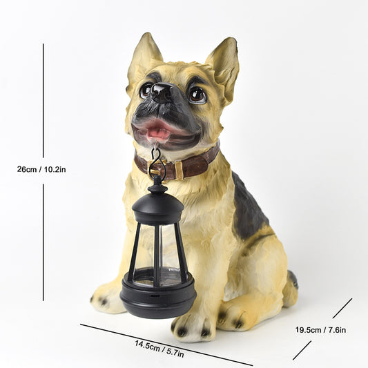 Solar Dog Garden Statue with Lantern Waterproof Resin Puppy Ornament for Outdoor Patio Pathway Backyard V888-ELOSUNG43355