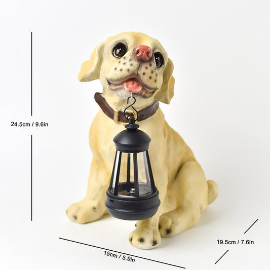 Solar Dog Garden Statue with Lantern Waterproof Resin Puppy Ornament for Outdoor Patio Pathway Backyard V888-ELOSUNG43356