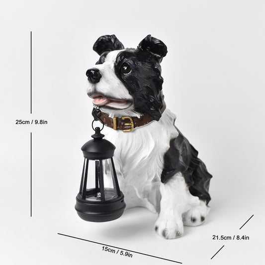 Solar Dog Garden Statue with Lantern Waterproof Resin Puppy Ornament for Outdoor Patio Pathway Backyard V888-ELOSUNG43357