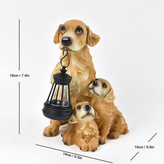 Solar Dog Garden Statue with Lantern Waterproof Resin Puppy Ornament for Outdoor Patio Pathway Backyard V888-ELOSUNG43358