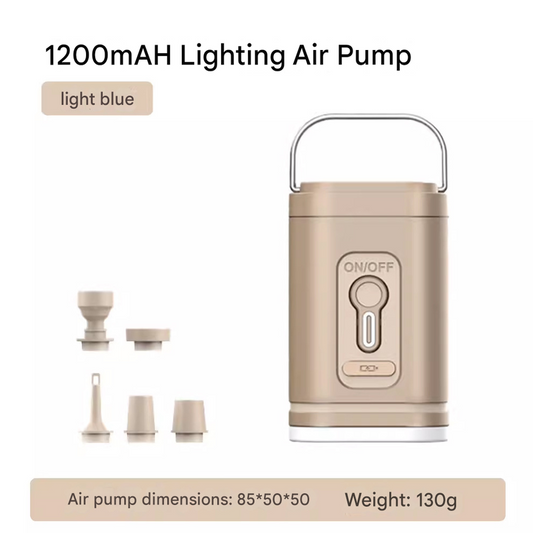 Mini 3-in-1 Portable Camping Air Pump and Lantern 1200mAh Rechargeable Electric Pump with 5 Nozzles for V888-ELOSUNG43359