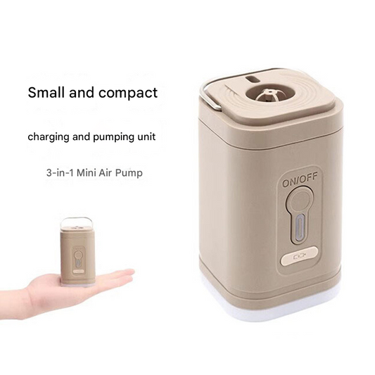 Mini 3-in-1 Portable Camping Air Pump and Lantern 1200mAh Rechargeable Electric Pump with 5 Nozzles for V888-ELOSUNG43359