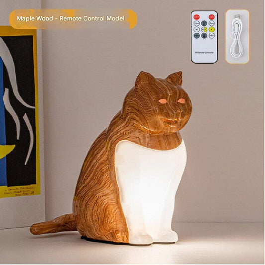 Maple wood grain Lucky Cat Rechargeable Desk Lamp with Sound and Aromatherapy Function Remote Control Eye V888-ELOSUNG43360