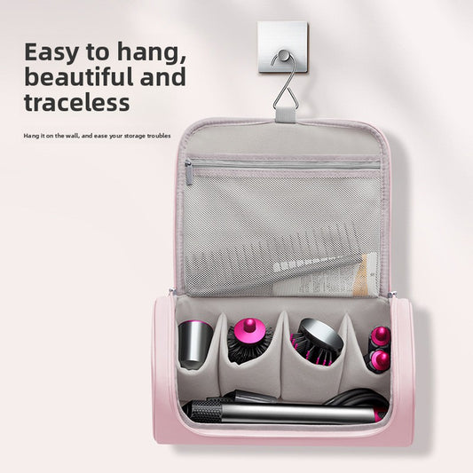 Black Portable Hair Dryer and Curler Storage Bag Waterproof PU Leather Travel Case with Hanging Hook for V888-ELOSUNG43370