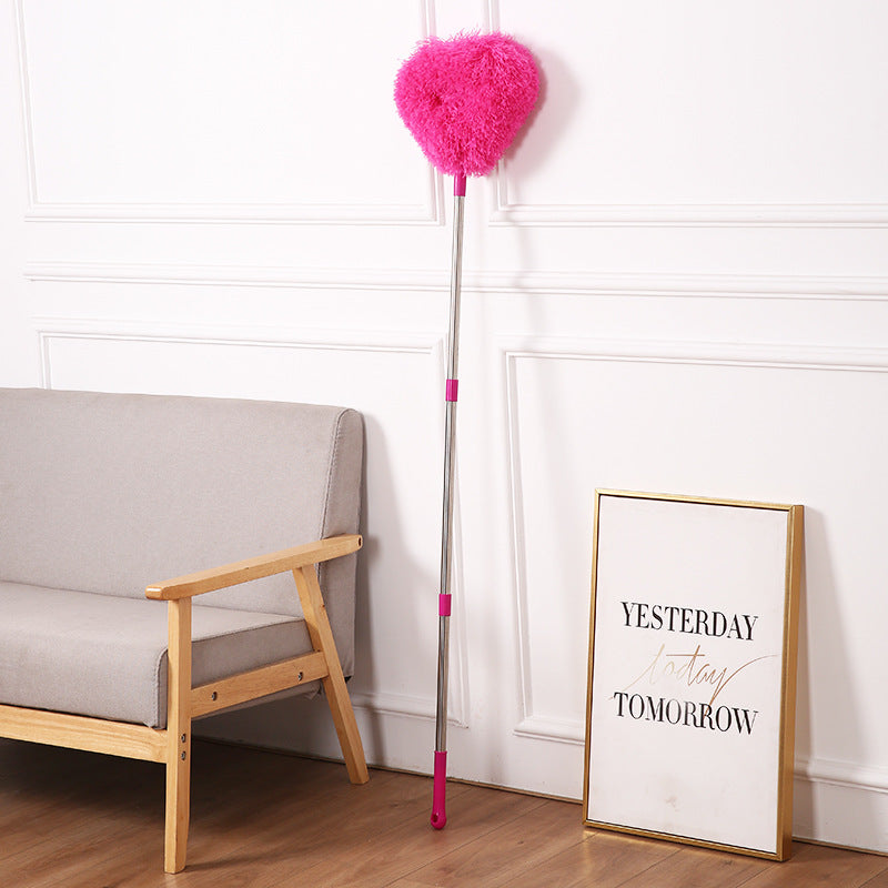 Rose Red Long Handle Ceiling Fan Duster with Hollow Microfiber Head and Extendable Stainless Steel Pole for V888-ELOSUNG43375