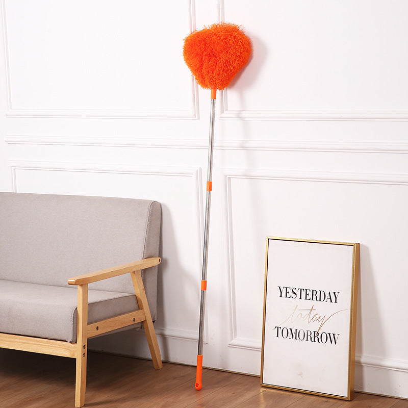 Orange Long Handle Ceiling Fan Duster with Hollow Microfiber Head and Extendable Stainless Steel Pole for V888-ELOSUNG43377
