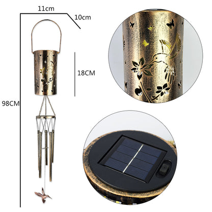 Dragonfly Solar Wind Chime Lantern with Iron Art Projection Waterproof Decorative Light for Garden and Local V888-ELOSUNG43382