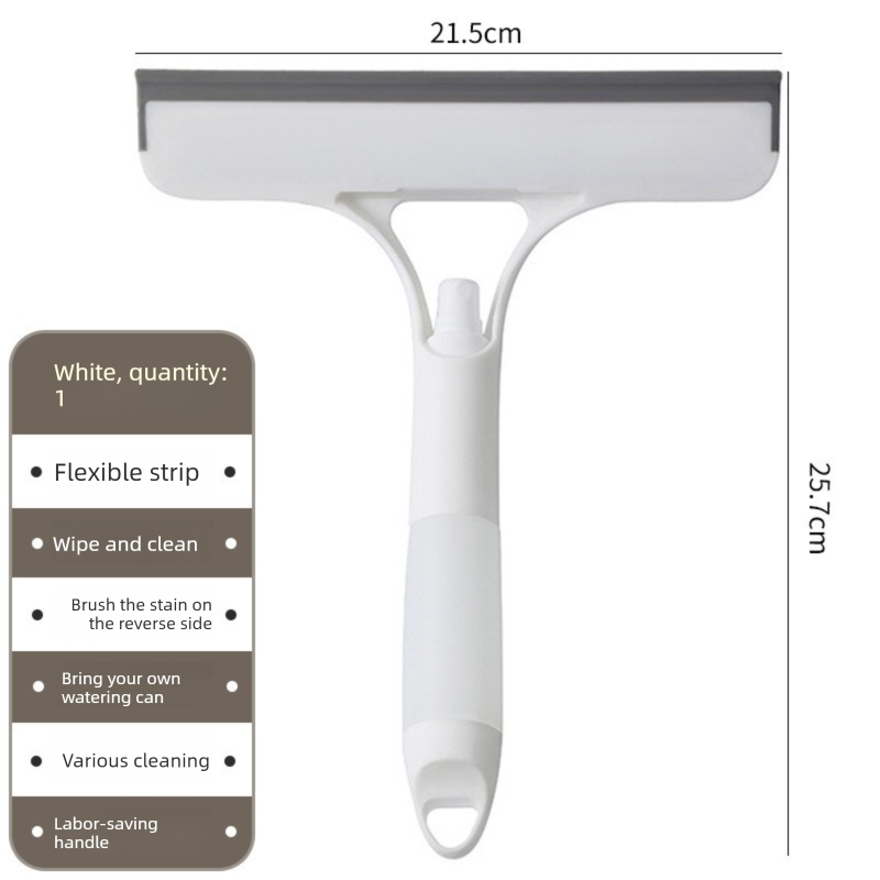 2-PCS White 3-in-1 Window Squeegee with Built-in Spray Bottle and TPR Scraper for Glass and Car Windshields V888-ELOSUNG43383