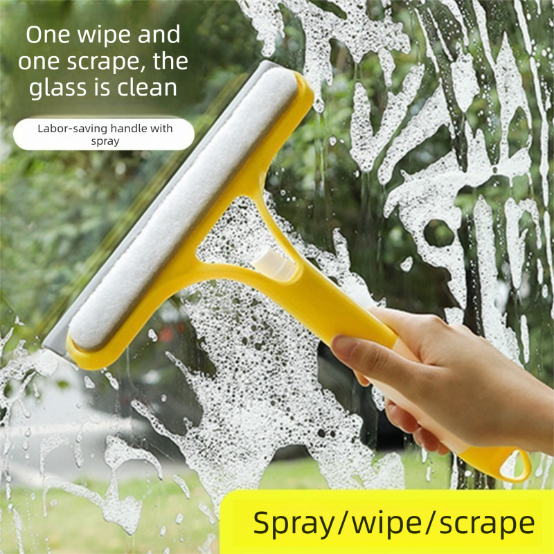 2-PCS White 3-in-1 Window Squeegee with Built-in Spray Bottle and TPR Scraper for Glass and Car Windshields V888-ELOSUNG43383