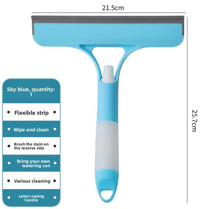 2-PCS Blue 3-in-1 Window Squeegee with Built-in Spray Bottle and TPR Scraper for Glass and Car Windshields V888-ELOSUNG43384