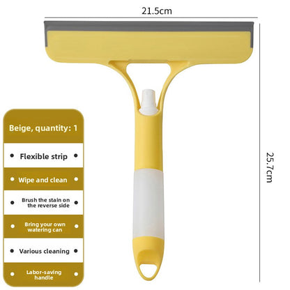 2-PCS Yellow 3-in-1 Window Squeegee with Built-in Spray Bottle and TPR Scraper for Glass and Car Windshields V888-ELOSUNG43385