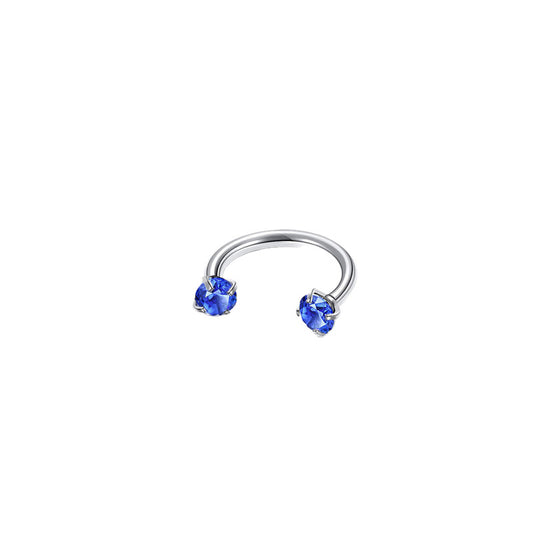 2-PCS Blue-violet G23 Titanium Horseshoe Ring with 5A Zircon Internal Thread for Nose Ear Lip Septum Piercing V888-ELOSUNG43393