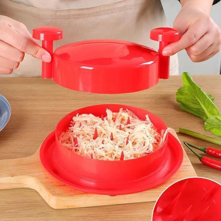 Red Manual Meat Shredder with Spiked Interior for Quick Chicken Separation Professional Rotating Tool for V888-ELOSUNG43406