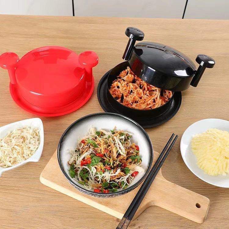 Red Manual Meat Shredder with Spiked Interior for Quick Chicken Separation Professional Rotating Tool for V888-ELOSUNG43406