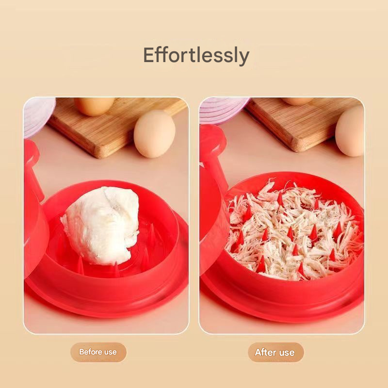 Red Manual Meat Shredder with Spiked Interior for Quick Chicken Separation Professional Rotating Tool for V888-ELOSUNG43406