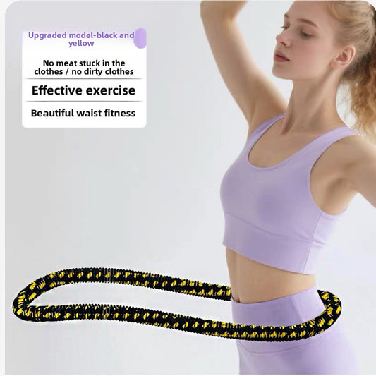 Black Weighted Soft Spring Hula Hoop with Silent Alloy Interior and Polyester Wrap for Home Gym Full Body V888-ELOSUNG43411