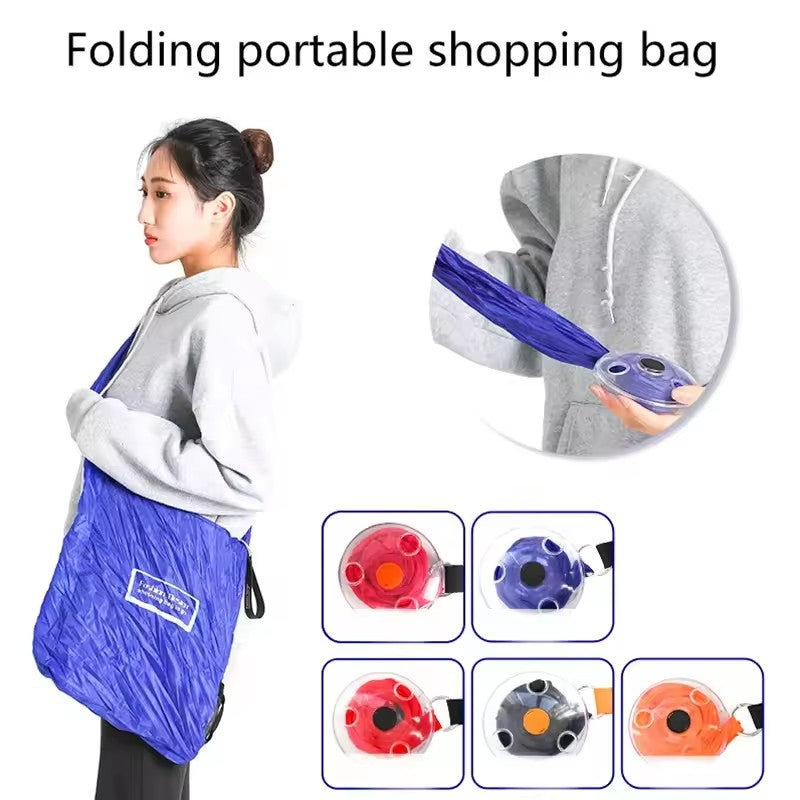2-PCS Red Compact Retractable Shopping Bag with Durable Nylon and ABS Plastic Disc Design for Everyday Use V888-ELOSUNG43419
