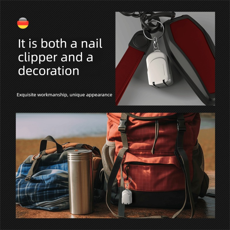 Small backpack style gun black Compact Folding Nail Clippers with Stainless Steel Blade and Keychain Design V888-ELOSUNG43423