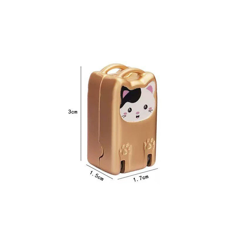 Mini Cat Design Gold Compact Folding Nail Clippers with Stainless Steel Blade and Keychain Design for Daily V888-ELOSUNG43425