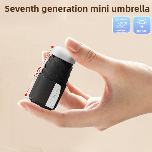 Black Compact Mini Umbrella with UPF50+ UV Protection and Lightweight Design for Daily Use in Urban and V888-ELOSUNG43430
