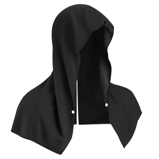 Black Instant Cooling Hooded Towel U-Shaped Sun Protection Quick Dry Scarf with Carabiner Pouch for Local V888-ELOSUNG43443