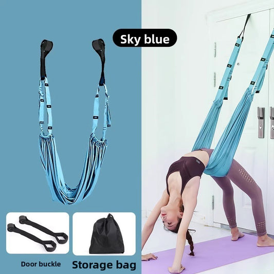 Blue Aerial Yoga Door Hanging Strap for Home Workouts Adjustable Stretch Band for Backbend Inversion and V888-ELOSUNG43456