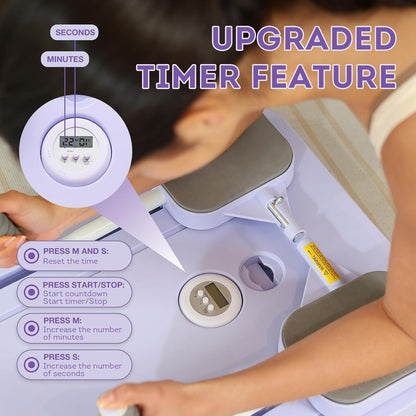 Purple Multi-functional Core Training Board with Digital Timer and Resistance Bands Foldable Fitness Panel V888-ELOSUNG43471