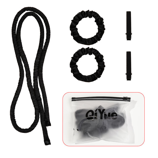 2-PCS Black Heatless Hair Curler Set Extra Long Overnight Soft Ribbon for Natural Big Waves Damage-Free V888-ELOSUNG43490