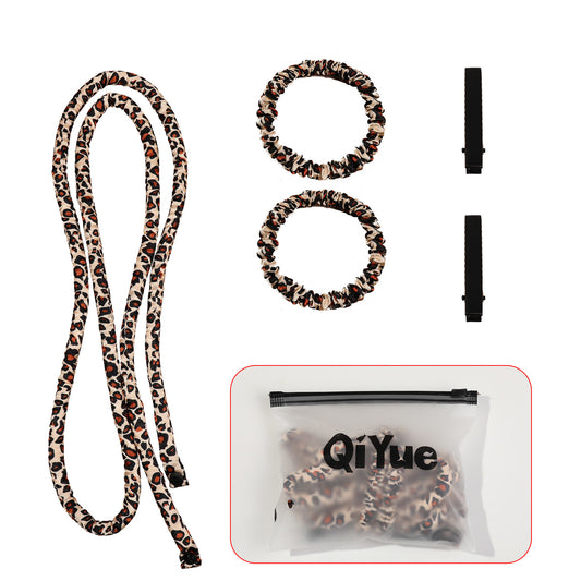 2-PCS Coffee color leopard print Heatless Hair Curler Set Extra Long Overnight Soft Ribbon for Natural Big V888-ELOSUNG43491