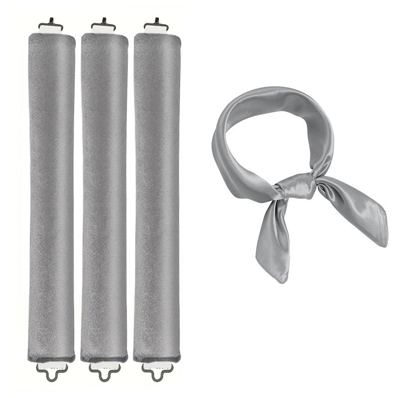 Grey Heatless Hair Curler 2 Pack with Satin Scarf and Soft Sponge Rollers for Overnight Big Waves Damage-Free V888-ELOSUNG43508