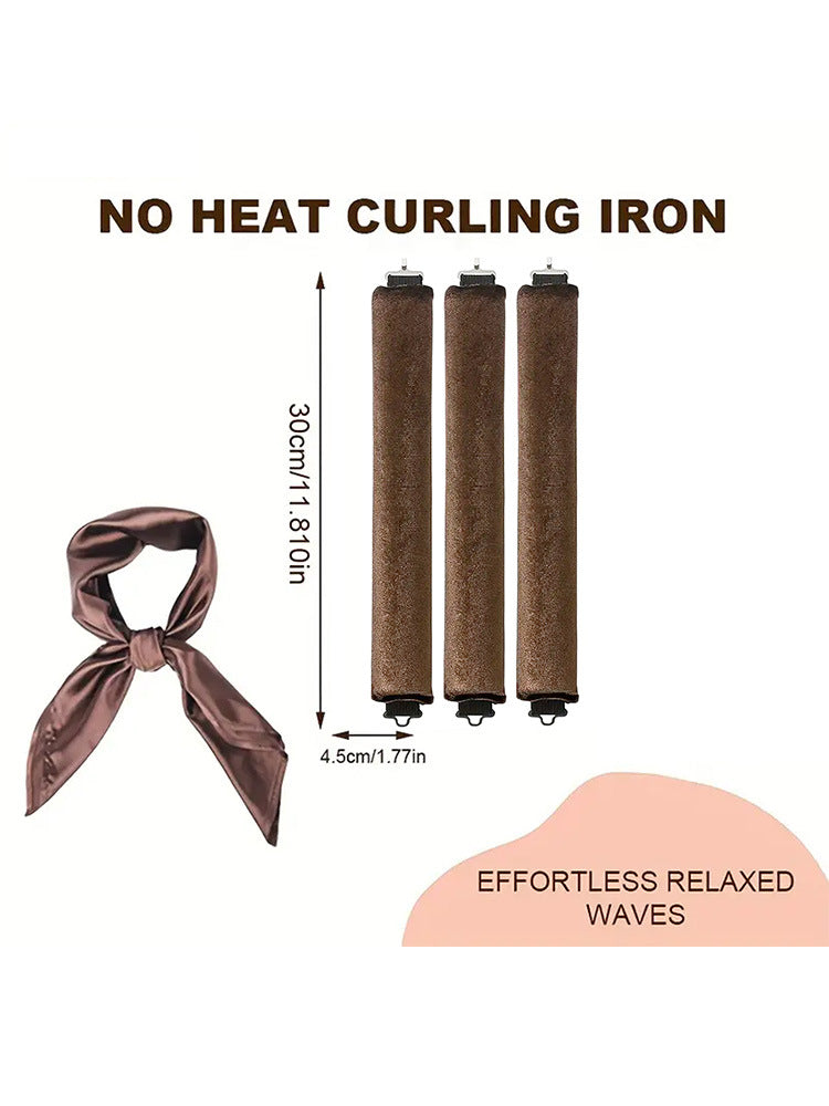 Coffee color Heatless Hair Curler 2 Pack with Satin Scarf and Soft Sponge Rollers for Overnight Big Waves V888-ELOSUNG43509