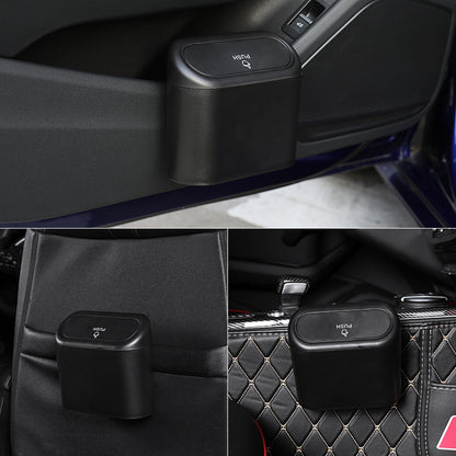 Black Compact Car Trash Can 2 Pack Hanging Storage Bin with Push Lid for Vehicle Door and Seat Back Universal V888-ELOSUNG43517