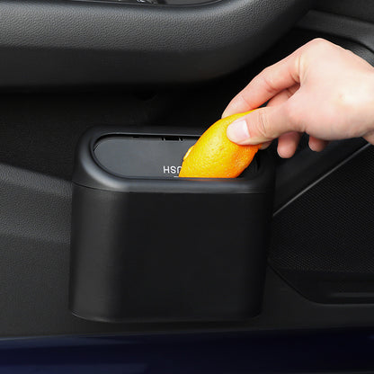 Black Compact Car Trash Can 2 Pack Hanging Storage Bin with Push Lid for Vehicle Door and Seat Back Universal V888-ELOSUNG43517