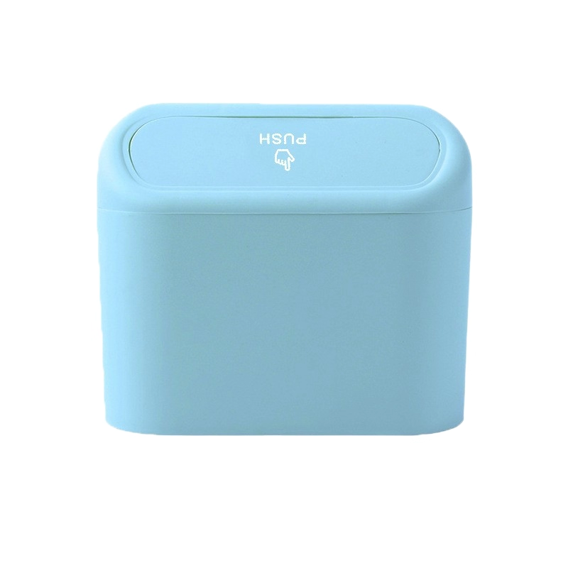 Blue Compact Car Trash Can 2 Pack Hanging Storage Bin with Push Lid for Vehicle Door and Seat Back Universal V888-ELOSUNG43518