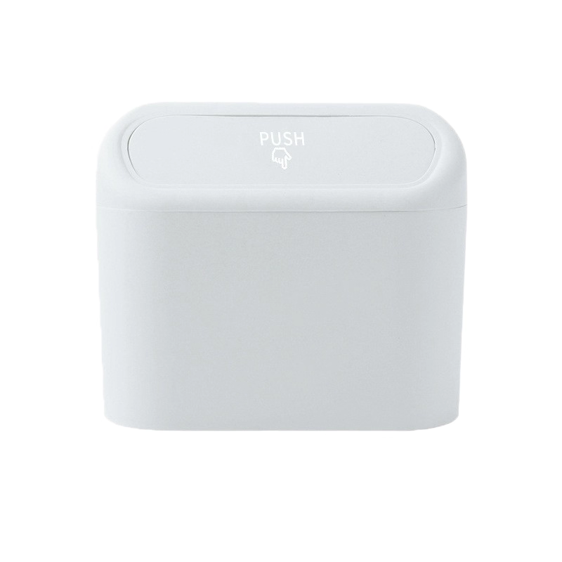White Compact Car Trash Can 2 Pack Hanging Storage Bin with Push Lid for Vehicle Door and Seat Back Universal V888-ELOSUNG43520
