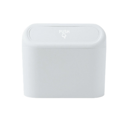 White Compact Car Trash Can 2 Pack Hanging Storage Bin with Push Lid for Vehicle Door and Seat Back Universal V888-ELOSUNG43520