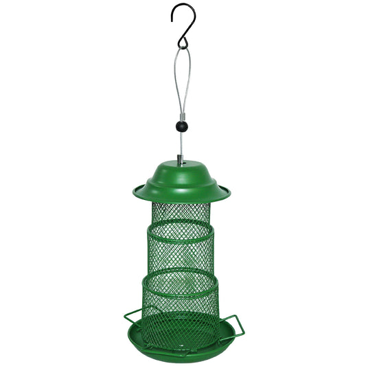 Circular Retractable Metal Hanging Bird Feeder 3-Tier Mesh Design Weatherproof Outdoor Wild Bird Feeding V888-ELOSUNG43526
