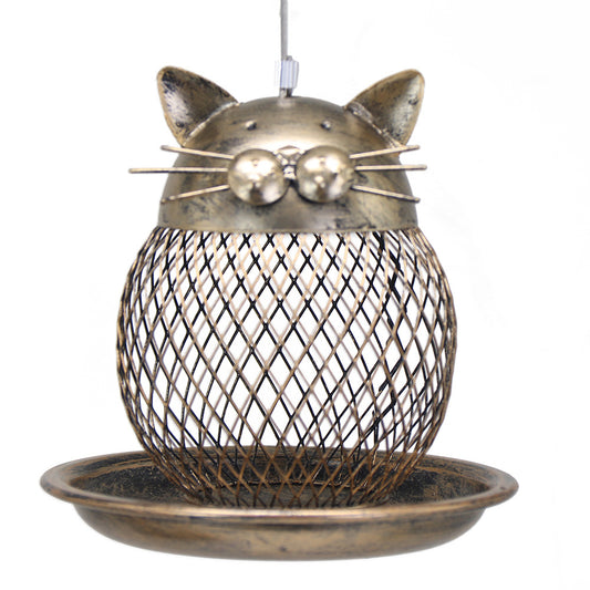 Coarse mesh style Whimsical Cat Shaped Metal Bird Feeder Hanging Mesh Wild Bird Seed Holder for Garden V888-ELOSUNG43528
