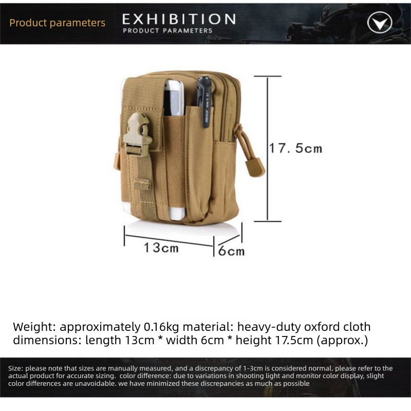 Black python pattern Tactical Molle Waist Bag Waterproof Phone Pouch for 6 inch Smartphones Compact Large V888-ELOSUNG43554